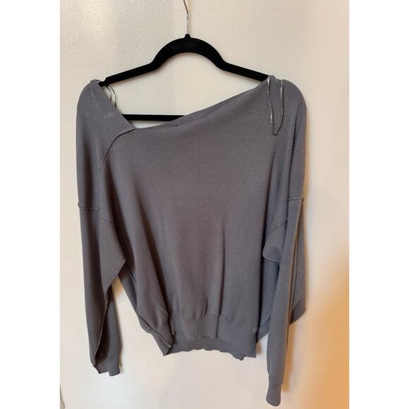 Line and Dot Denim Blue Off Shoulder Top - Size Medium (NEW) - Picture 4 of 4